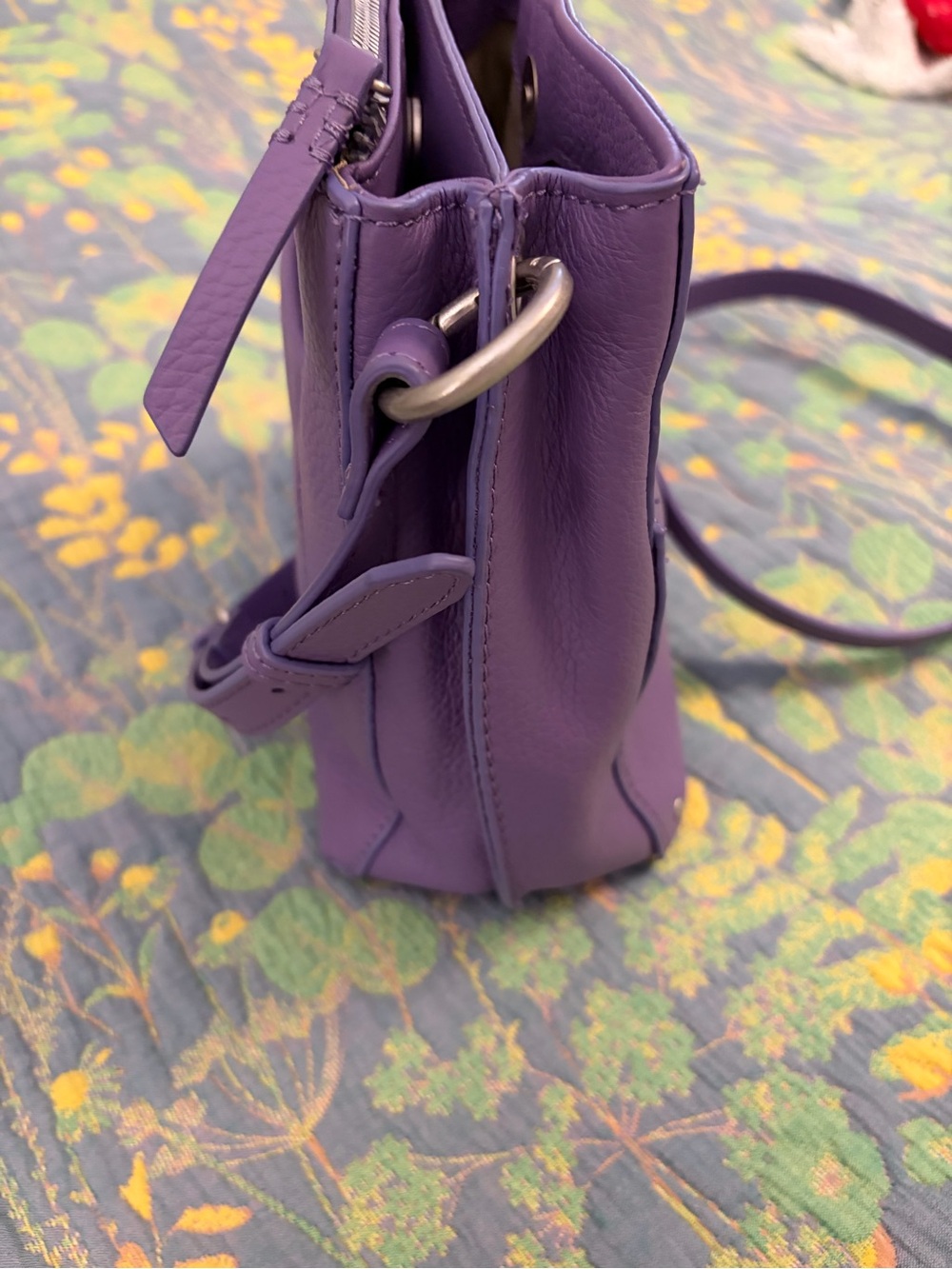 American Leather Co. Purple Leather Crossbody Bag - Picture 5 of 8